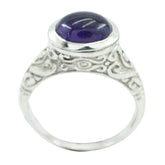 Riya Art Deco Purple Ring with Intricate Silver Design Amethyst Purple