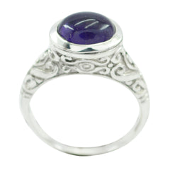 Riya Art Deco Purple Ring with Intricate Silver Design Amethyst Purple
