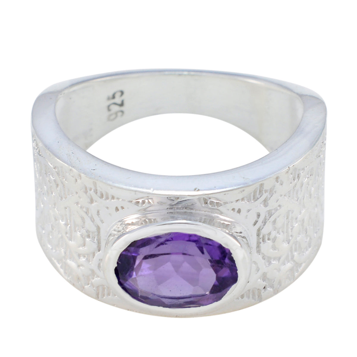 Agustina Art Deco Purple Solitaire Ring Amethyst Purple