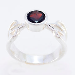 Eva Art Deco Red Solitaire Ring in Sterling Silver