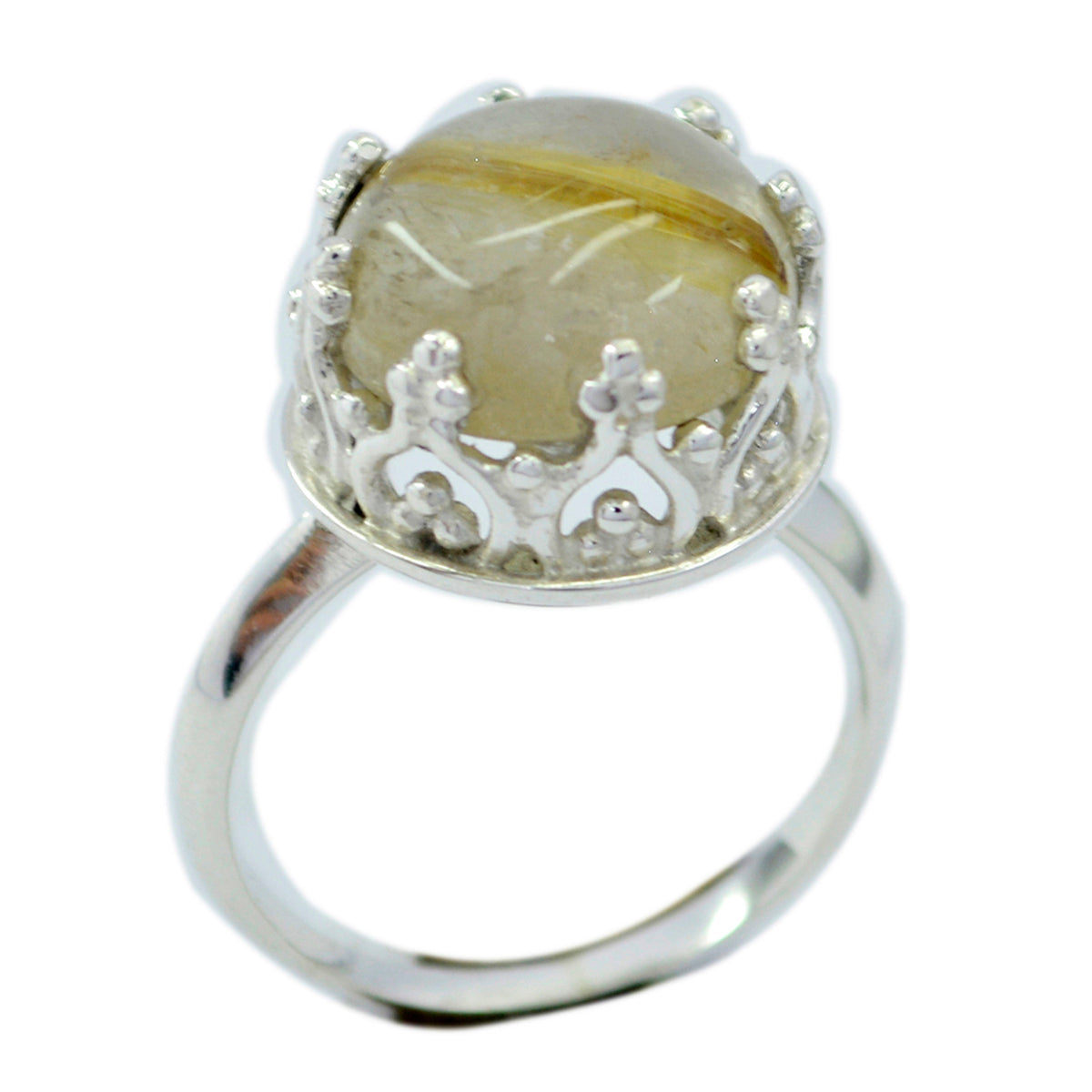 Isadora Art Deco Golden Solitaire Ring Rutile Quartz Yellow