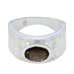 Addison Art Deco Brown Solitaire Ring Smoky Quartz Brown