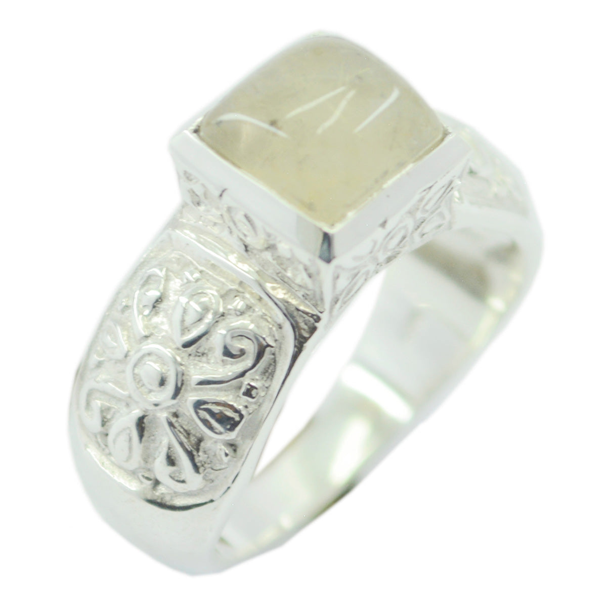 Sarah Art Deco Golden Solitaire Ring Rutile Quartz Yellow