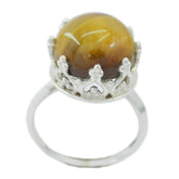 Araya Art Deco Brown Solitaire Ring Tiger Eye Brown