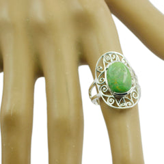 Noelia Art Deco Turquoise Ring with Silver Filigree