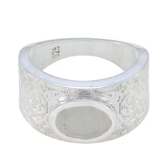 Andrea Art Deco White Solitaire Ring Rainbow Moonstone White