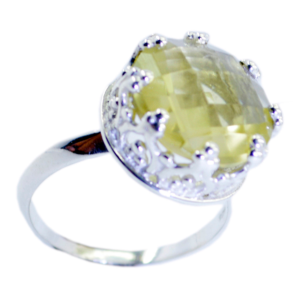 Leah Art Deco Yellow Solitaire Ring Lemon Quartz Yellow