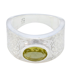 Aaliyah Art Deco Yellow Solitaire Ring with Silver Band Lemon Quartz Yellow