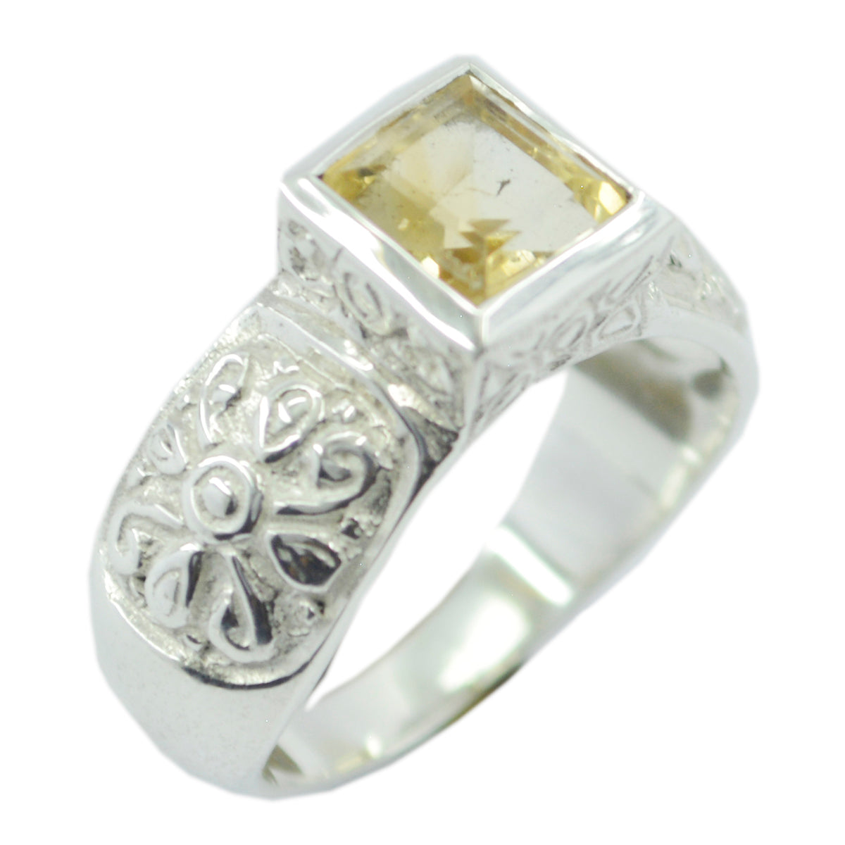 Pauline Art Deco Yellow Solitaire Ring Citrine Yellow