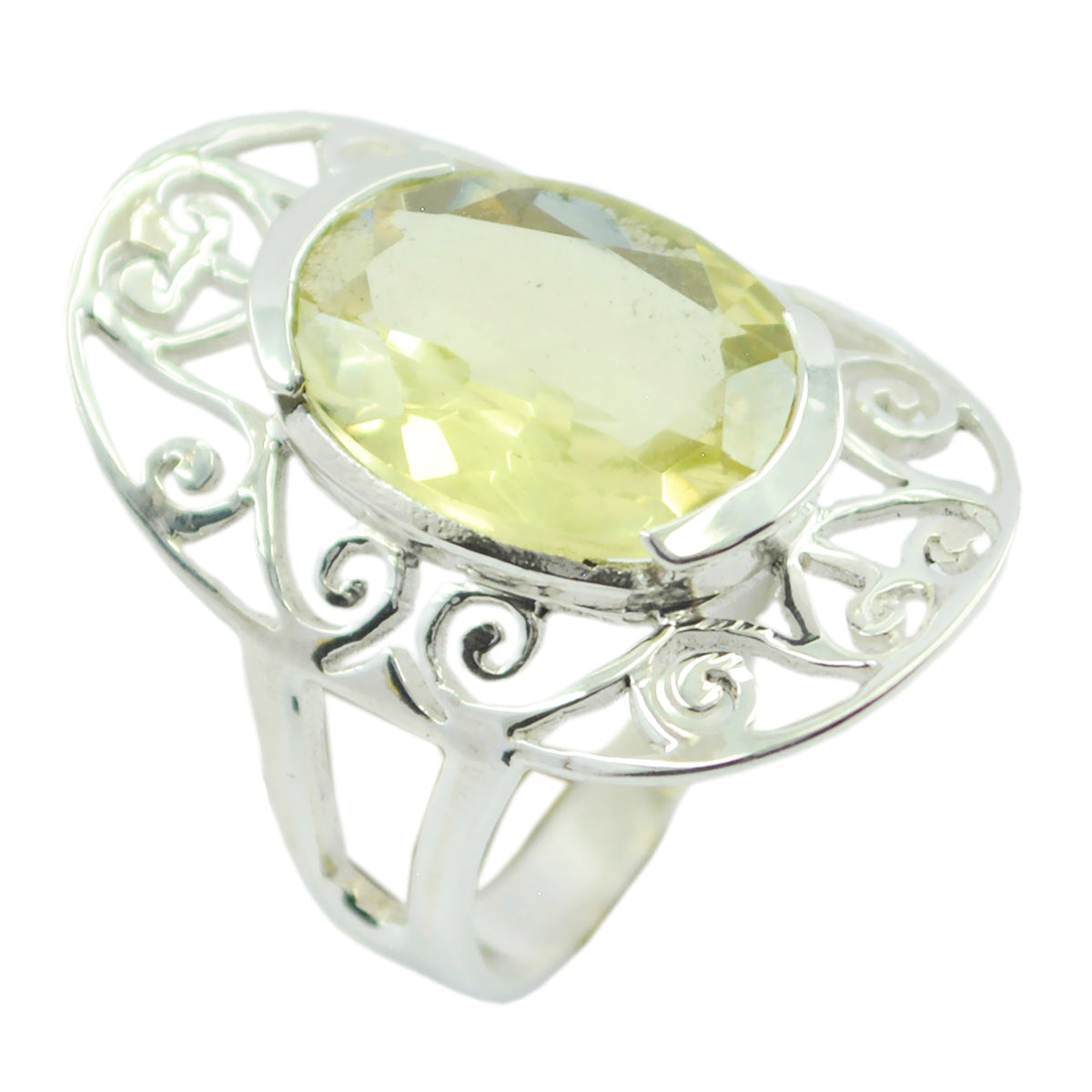 Nisa Art Deco Yellow Solitaire Ring Lemon Quartz Yellow