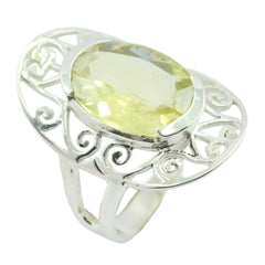 Nisa Art Deco Yellow Solitaire Ring Lemon Quartz Yellow