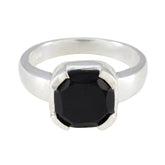 Clara Artisan Black Solitaire Ring in Sterling Silver Black Onyx Black