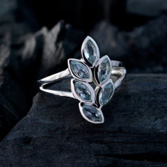 Rebeca artisan blue gemstone ring with marquise cut stones in silver setting