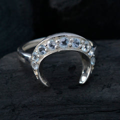 Naomi artisan blue gemstone ring with multiple blue stones set in silver band