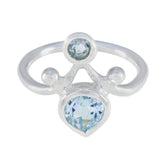 Natcha artisan blue gemstone ring with double blue stones set in polished silver band