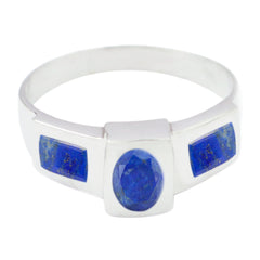 Alejandra Artisan Blue Gemstone Ring with Silver Band