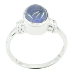 Maya Artisan Blue Solitaire Ring with Sterling Silver Iolite Blue