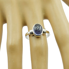 Maya Artisan Blue Solitaire Ring with Sterling Silver