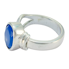 Hannah Artisan Blue Solitaire Ring with Silver Band