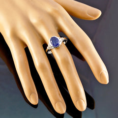Camila Artisan Blue Solitaire Ring with Silver Band