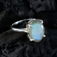 Penelope Artisan Grey Solitaire Ring with Labradorite Gemstone