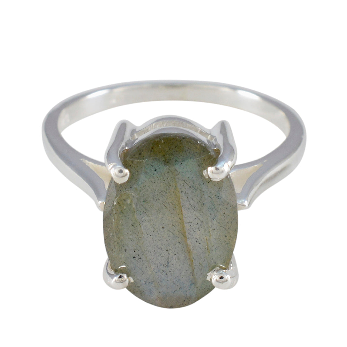 Penelope Artisan Grey Solitaire Ring with Labradorite Gemstone Labradorite Gray