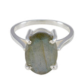 Penelope Artisan Grey Solitaire Ring with Labradorite Gemstone Labradorite Gray