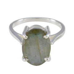 Penelope Artisan Grey Solitaire Ring with Labradorite Gemstone Labradorite Gray