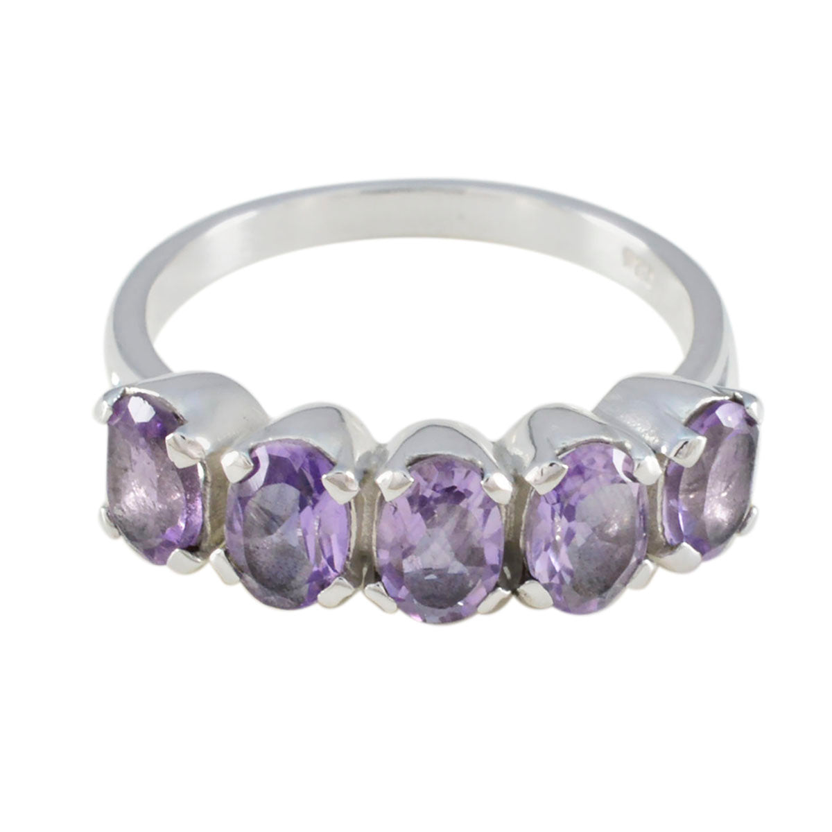 Aisha Artisan Purple Gemstone Ring in Sterling Silver Amethyst Purple