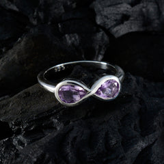 Haruka artisan purple gemstone ring with infinity design on silver band