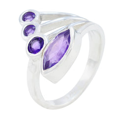 Araya artisan purple gemstone ring featuring multiple faceted purple stones in silver setting