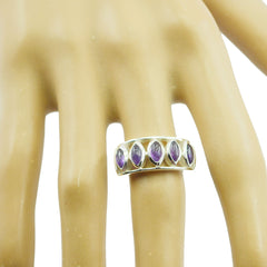 Constanza artisan purple gemstone ring with multiple marquise-cut stones set in silver band