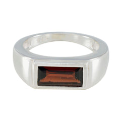 Elena Artisan Red Gemstone Ring in Sterling Silver Garnet Red
