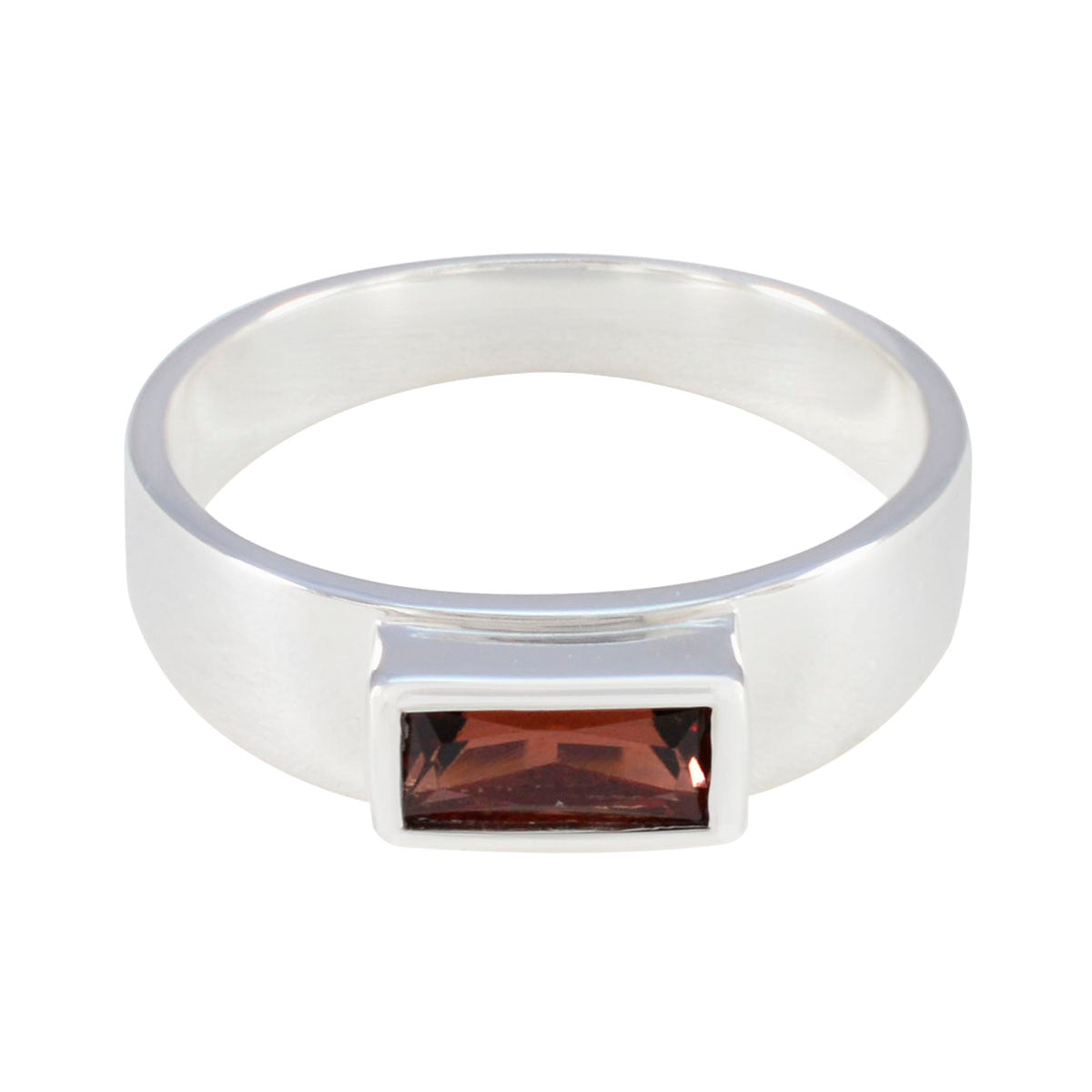 Ayesha Artisan Red Solitaire Ring in Sterling Silver Garnet Red