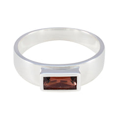 Ayesha Artisan Red Solitaire Ring in Sterling Silver Garnet Red