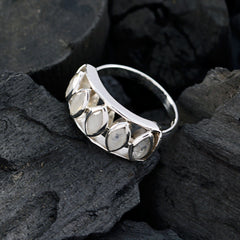 Fernanda artisan white gemstone ring featuring multiple white gemstones set in silver band