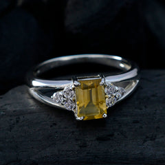Araya Artisan Yellow Gemstone Ring with Silver Accents
