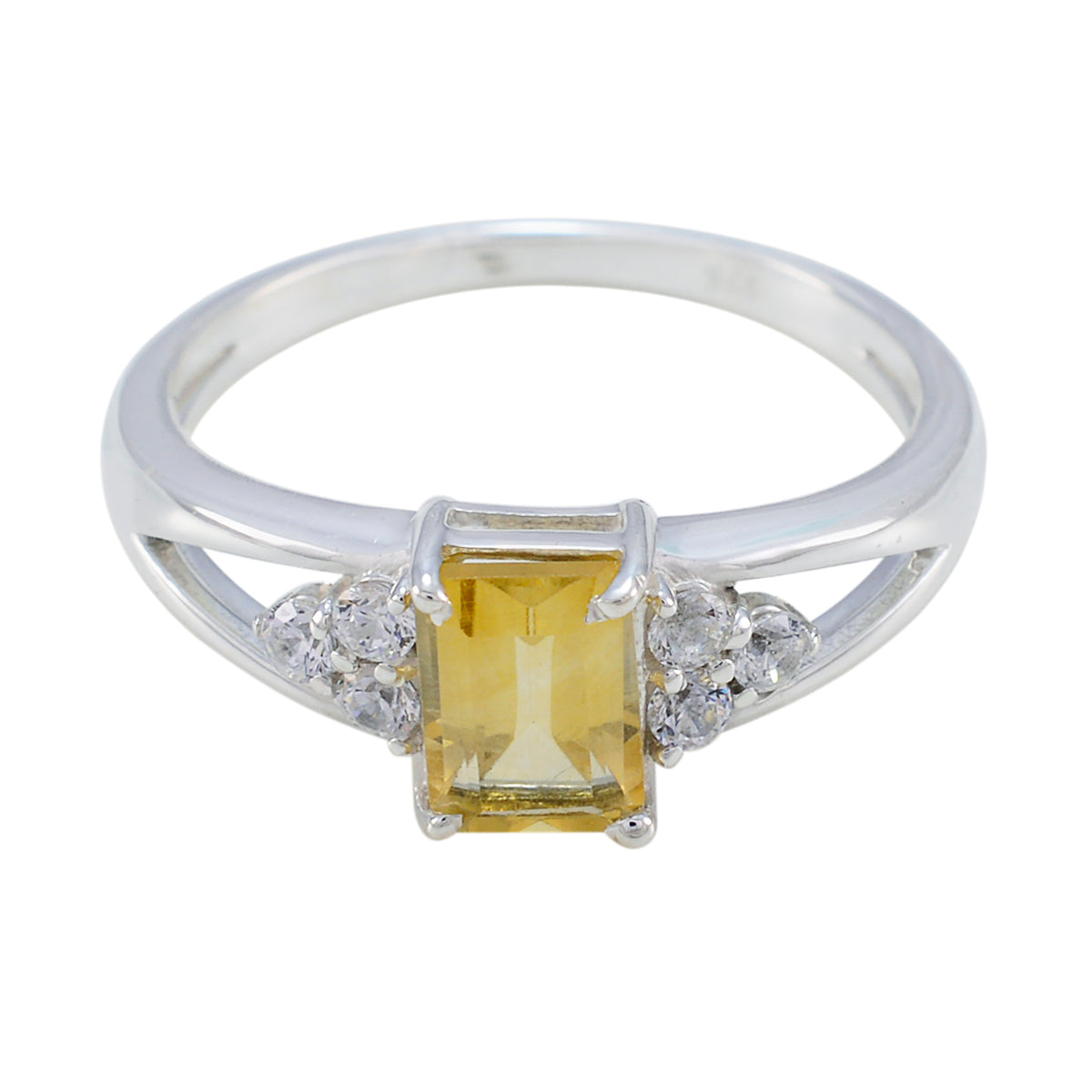 Araya Artisan Yellow Gemstone Ring with Silver Accents Citrine Yellow