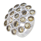 Bella artisan yellow gemstone ring featuring multiple round yellow gemstones set in silver
