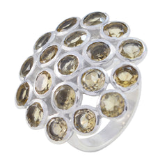 Bella artisan yellow gemstone ring featuring multiple round yellow gemstones set in silver