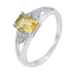 Araya Artisan Yellow Gemstone Ring with Silver Accents