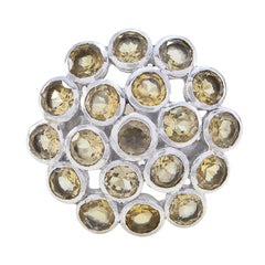 Bella artisan yellow gemstone ring with multiple round yellow gemstones set in silver