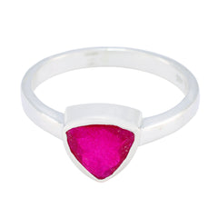 Patricia artisan red solitaire ring with a vibrant red gemstone set in a silver band