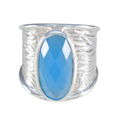 Aurora Heritage Blue Solitaire Ring Blue Chalcedony Blue