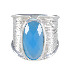 Aurora Heritage Blue Solitaire Ring Blue Chalcedony Blue