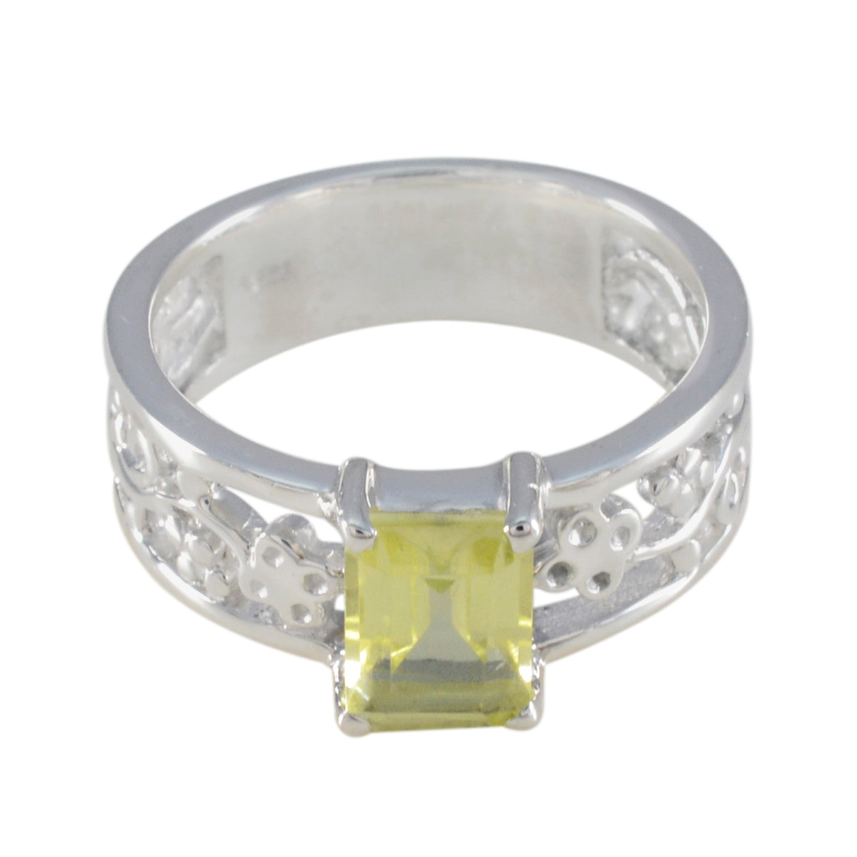 Autumn Feminine Yellow Solitaire Ring Lemon Quartz Yellow