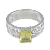Autumn Feminine Yellow Solitaire Ring Lemon Quartz Yellow