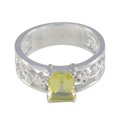 Autumn Feminine Yellow Solitaire Ring Lemon Quartz Yellow