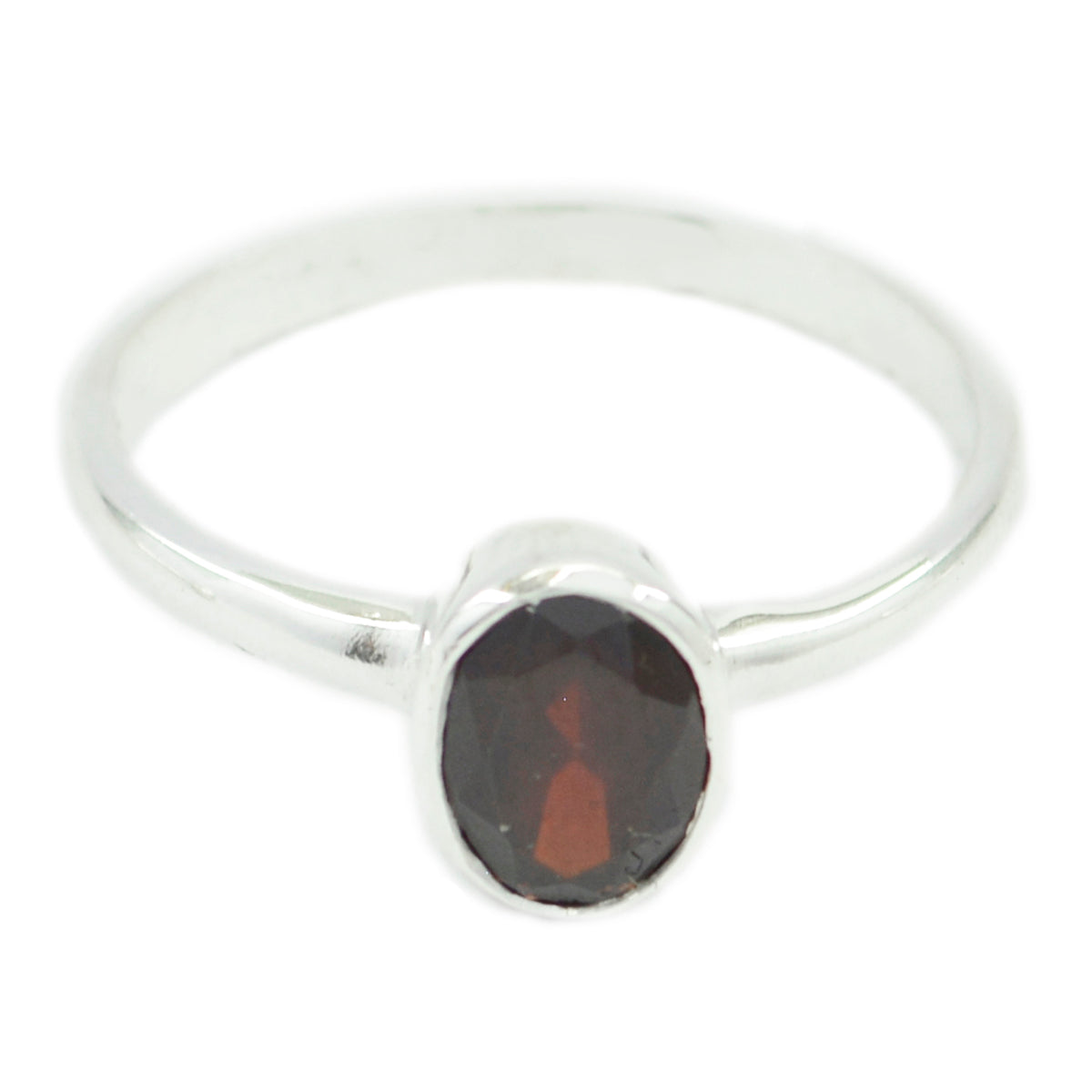 Ava Red Solitaire Ring Elegant Silver Gemstone Garnet Red