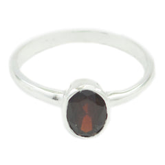 Ava Red Solitaire Ring Elegant Silver Gemstone Garnet Red